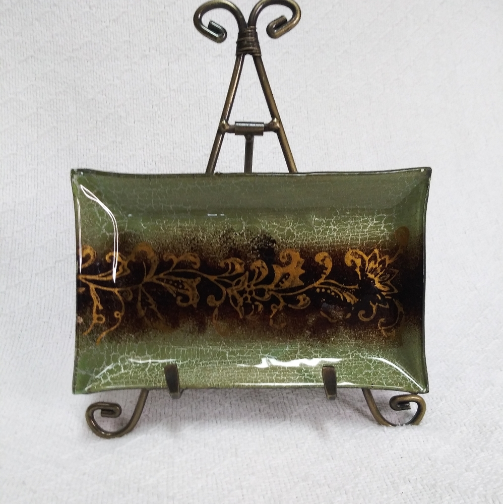 Crackle Glass Trinket Jewelry Tray